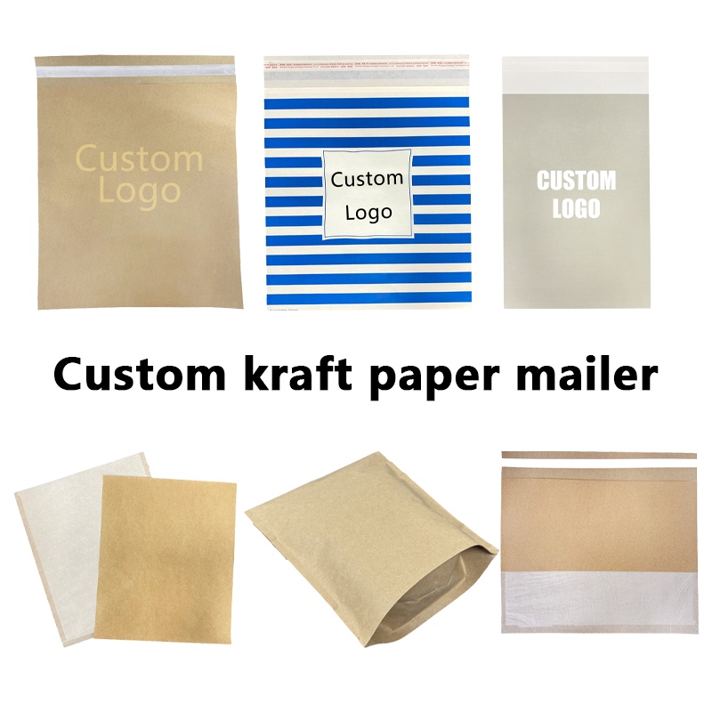 Bolsas de correo de papel Kraft con logotipo personalizado