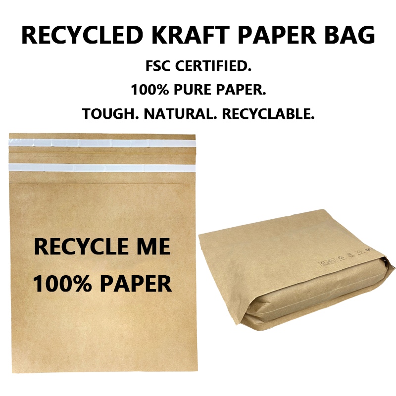 Bolsa de correo de papel Kraft reciclado personalizada con tira rasgable
