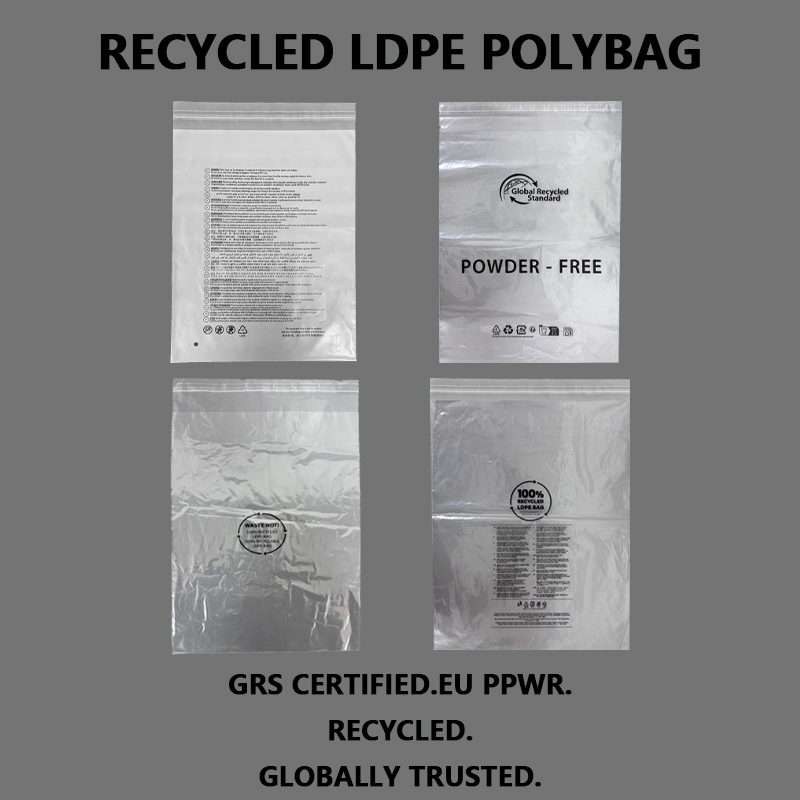 Bolsa de embalaje certificada GRS de Polybag de LDPE reciclado personalizado
