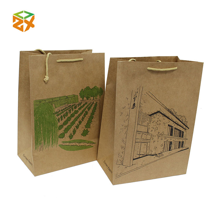 Bolsa de papel Kraft con asa