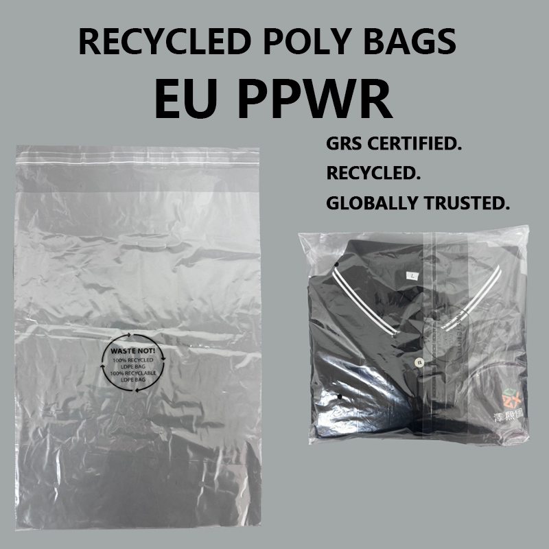 Bolsa de polietileno LDPE reciclada PPWR para embalaje de prendas de vestir